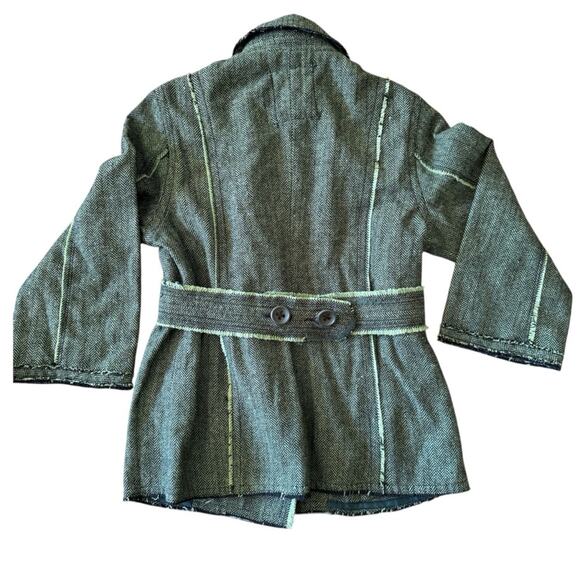 Z Brand Kids’ Tweed Double-Breasted Distressed Green Lightweight Jacket Size 10 - Picture 7 of 15